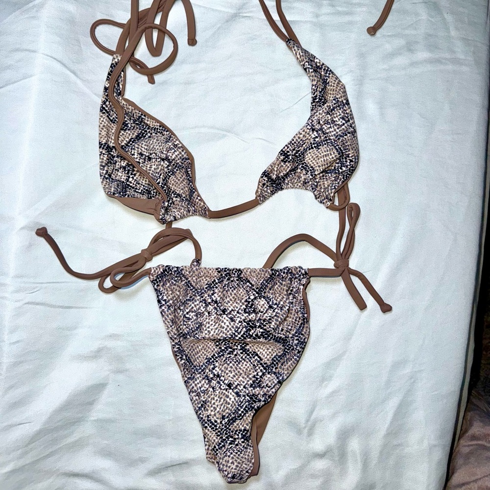 Reversible Snakeskin Print Bikini Set